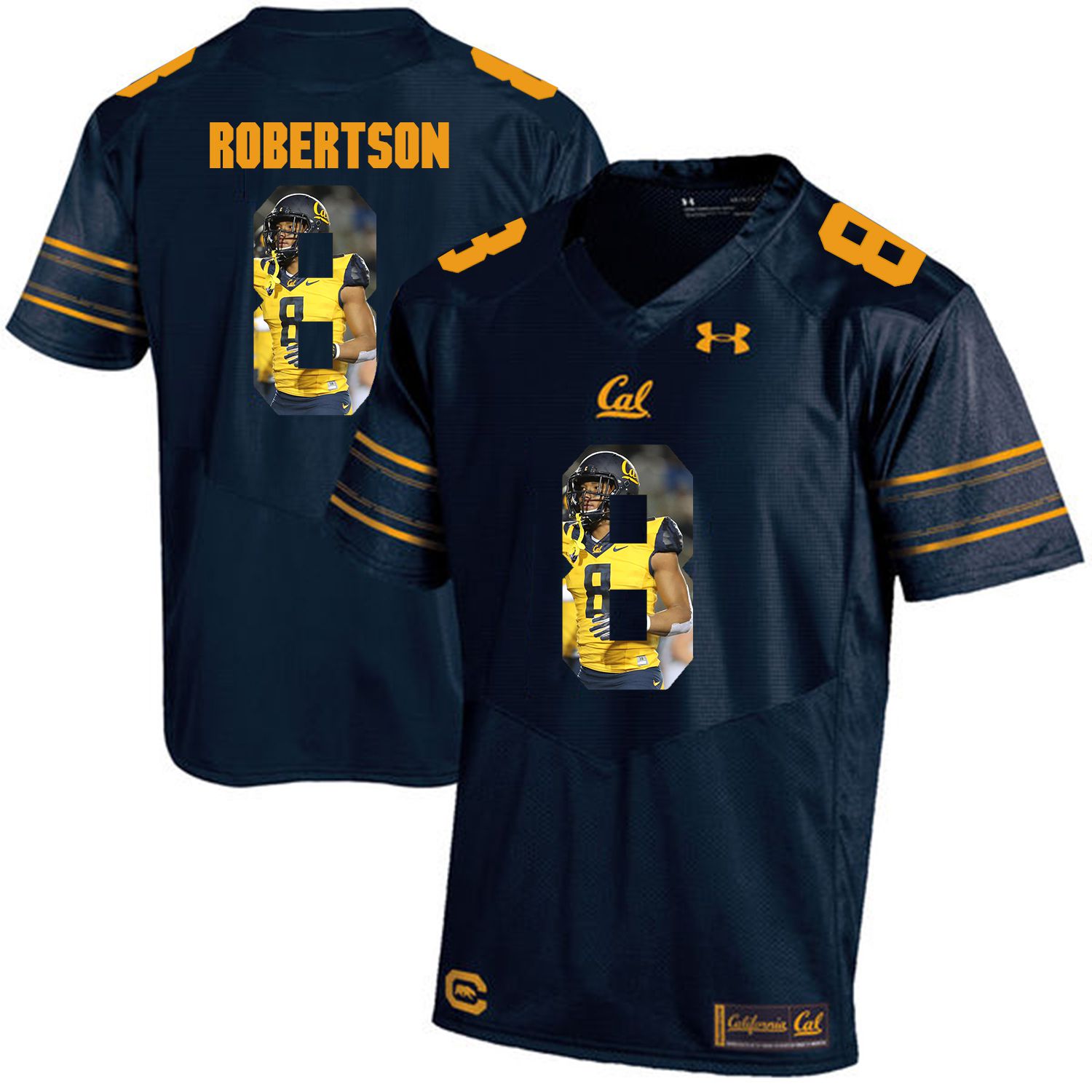 Men California Golden Bears 8 Demetris Robertson Dark blue Customized NCAA Jerseys1